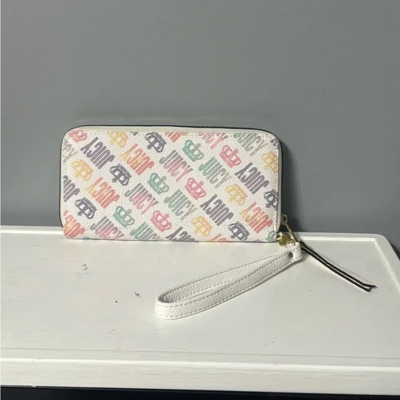Juicy Couture White Multicolor Logo Wristlet - Picture 2 of 5